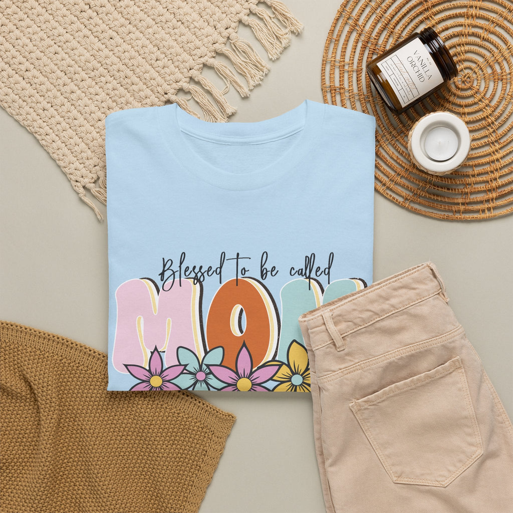 “Blessed to Be Called Mom” T-Shirt – Blumen & Mama Grafik-T-Shirt