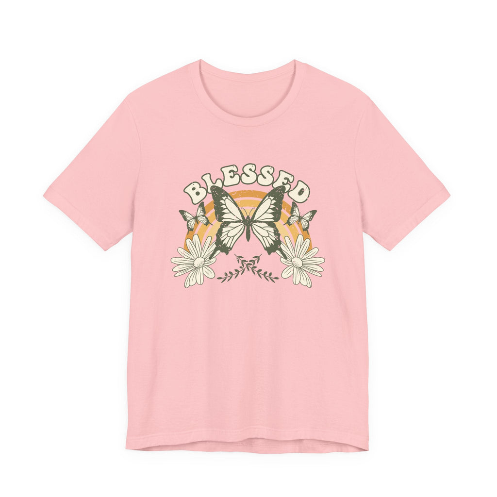 Blessed T-Shirt Butterfly Floral T-Shirt, Inspirierender Glaube T-Shirt, Boho-Christlich Grafik-T-Shirt
