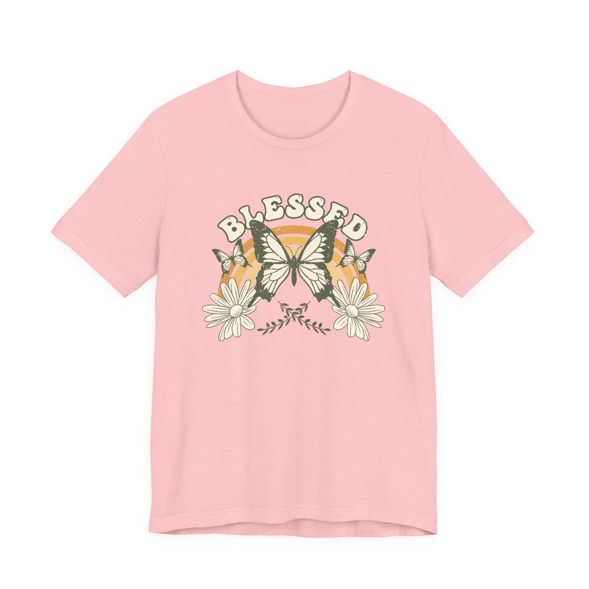 Blessed T-Shirt Butterfly Floral T-Shirt, Inspirierender Glaube T-Shirt, Boho-Christlich Grafik-T-Shirt