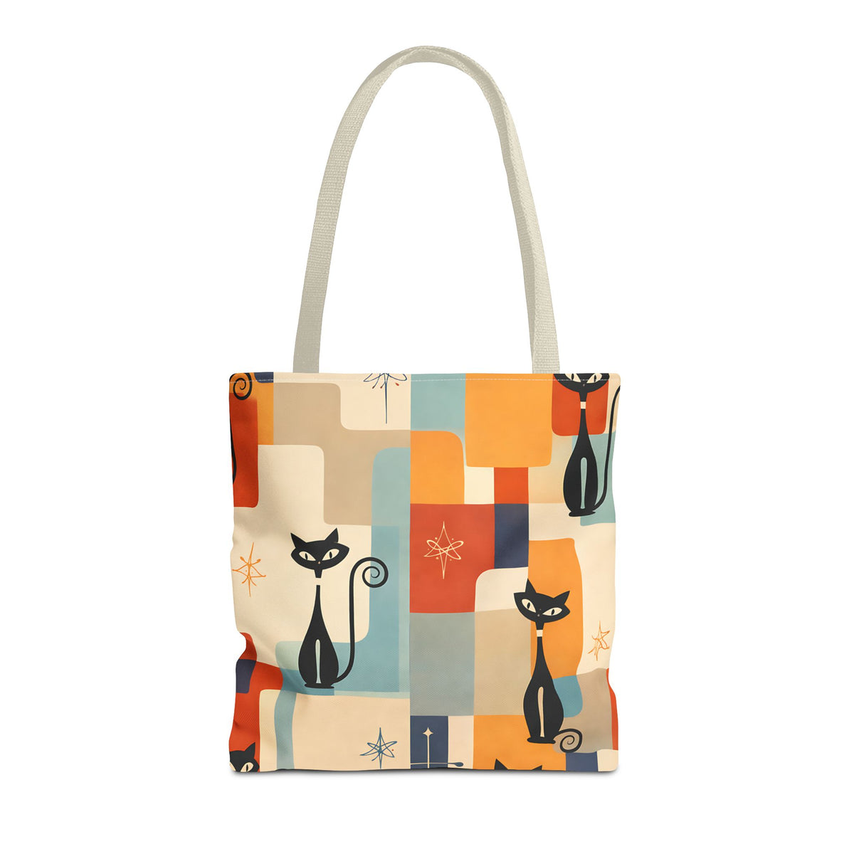 Retro Katzen Stofftasche – Bunte Vintage Katzen Einkaufstasche