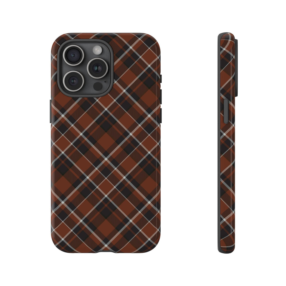 Braunes Karo Handyhülle – Robuste Handyhülle mit klassischem Tartan