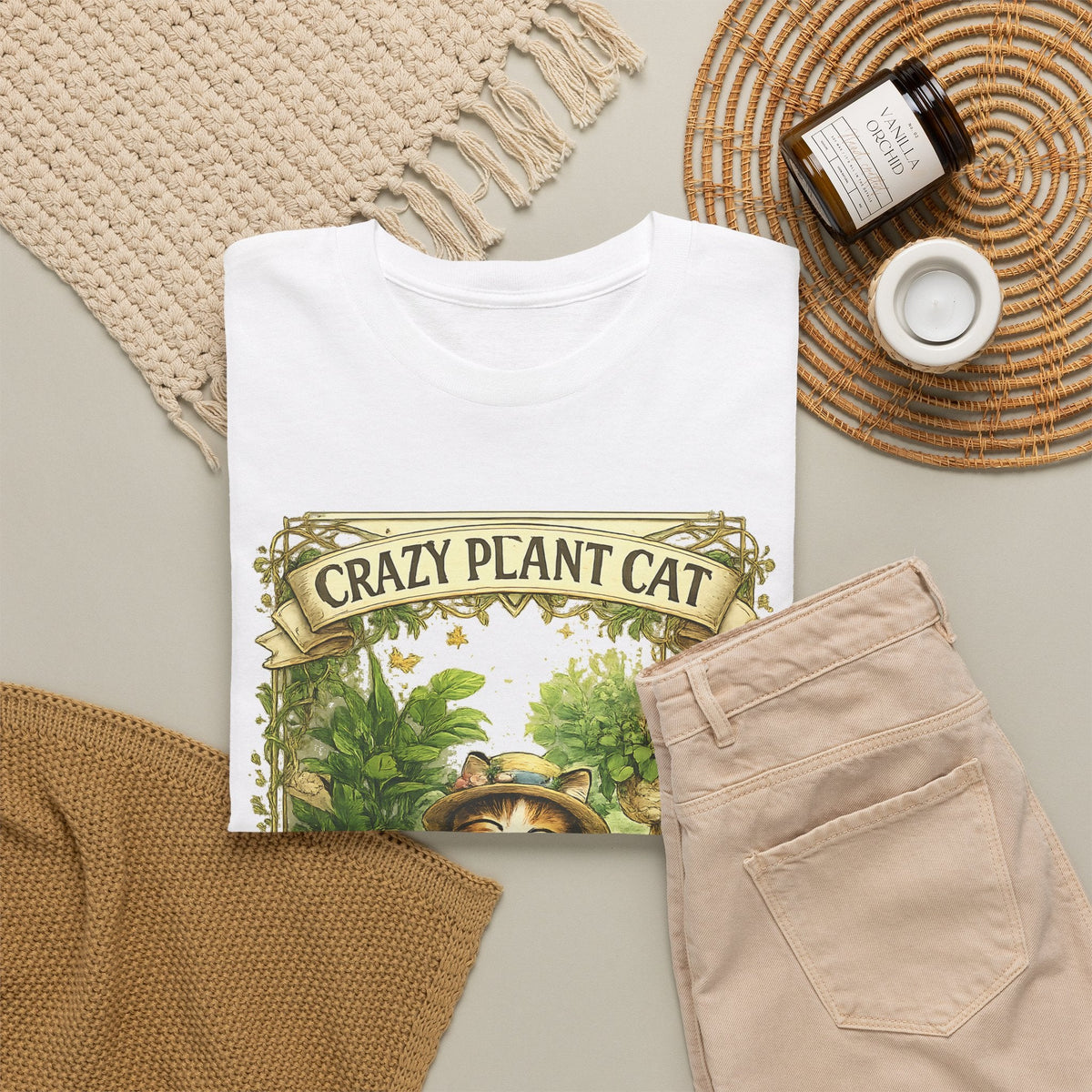 Crazy Plant Cat T-Shirt – Katze & Zimmerpflanzen Grafik-T-Shirt