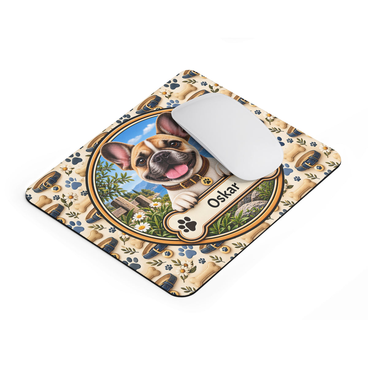 Personalisiertes Französische-Bulldogge-Mousepad mit Name