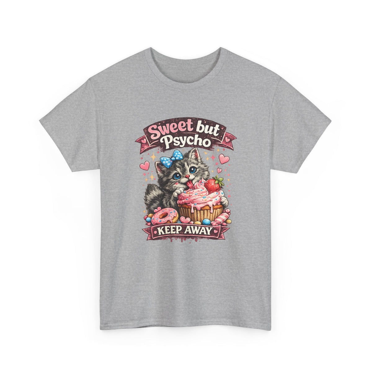 “Sweet But Psycho” T-Shirt – Süße lustige Kawaii-Katze Grafik-T-Shirt