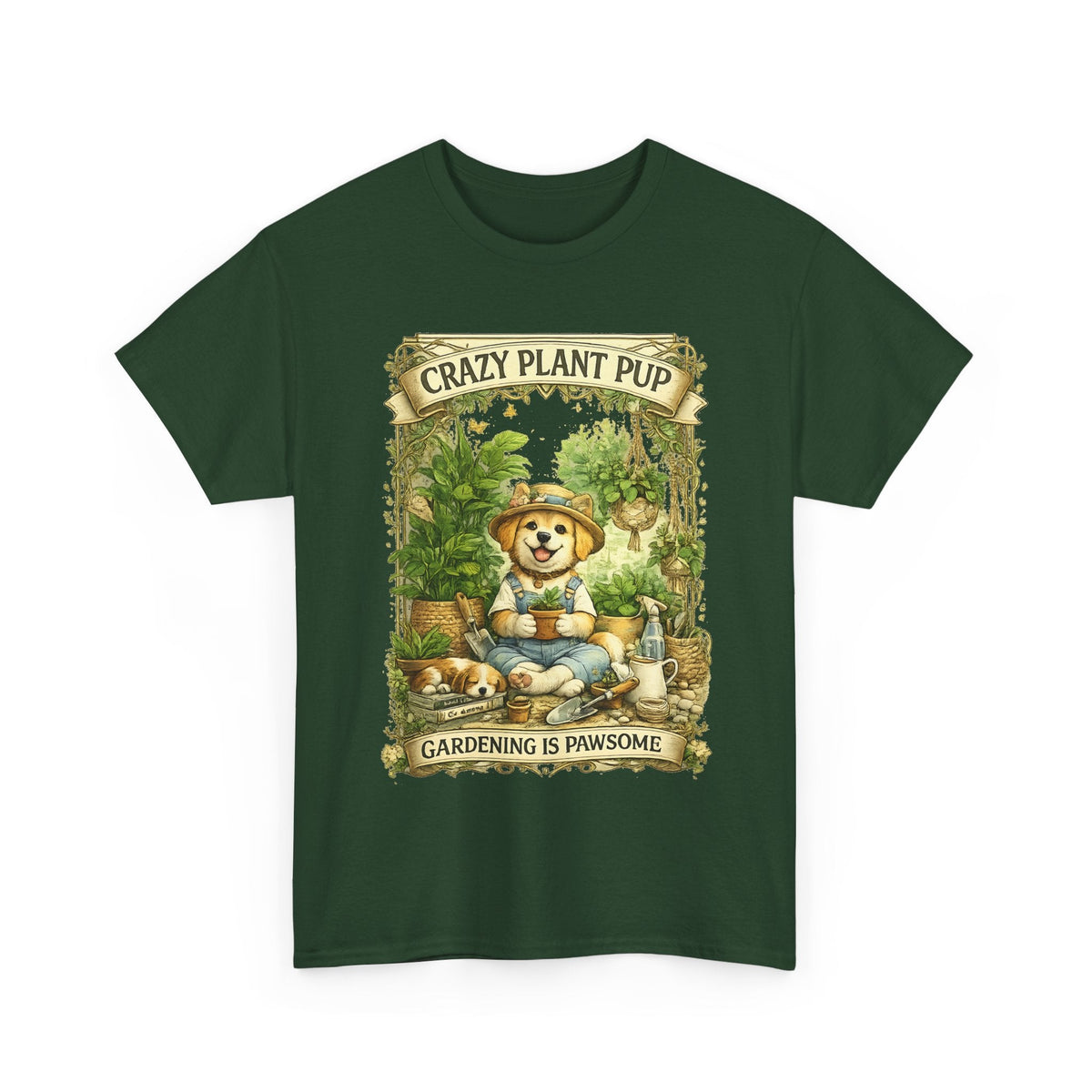 Crazy Plant Pup T-Shirt – Lustiger Hund & Pflanzenfan Grafik-T-Shirt