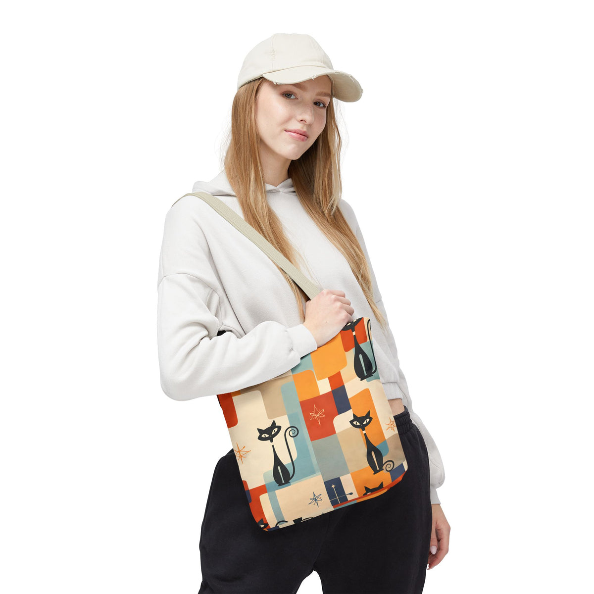Retro Katzen Stofftasche – Bunte Vintage Katzen Einkaufstasche