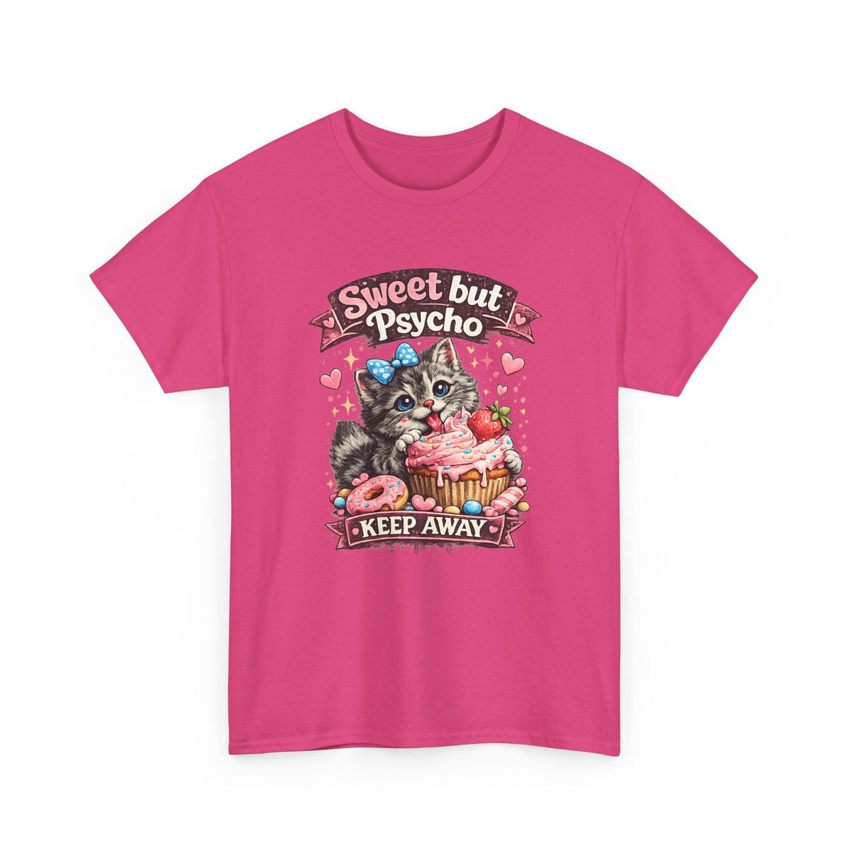 “Sweet But Psycho” T-Shirt – Süße lustige Kawaii-Katze Grafik-T-Shirt