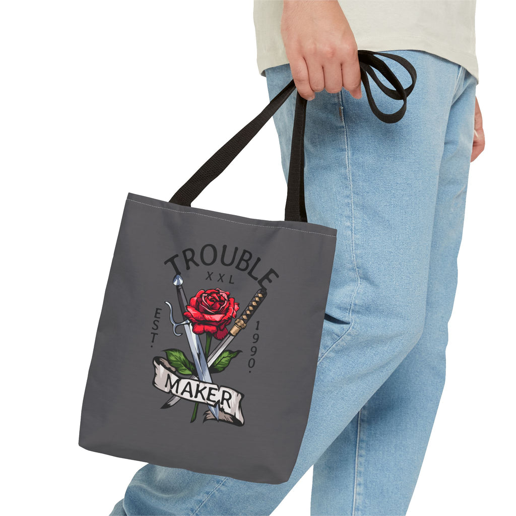 Trouble Maker Stofftasche – Rose & Schwerter Tattoo Design
