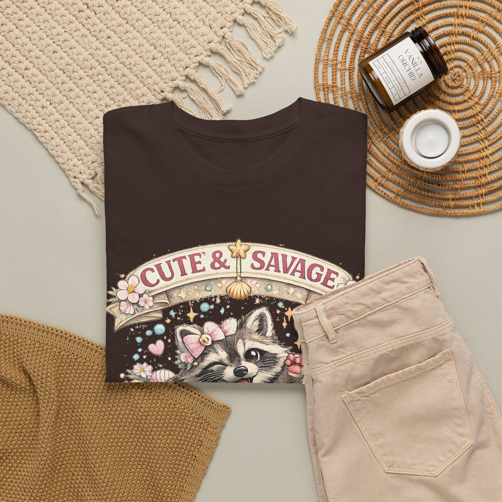 “Cute & Savage” T-Shirt – Lustiger Waschbär „Hot Mess Express“ Grafik-T-Shirt