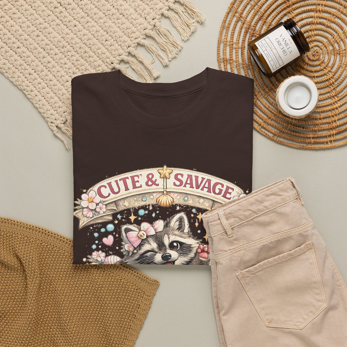 “Cute & Savage” T-Shirt – Lustiger Waschbär „Hot Mess Express“ Grafik-T-Shirt