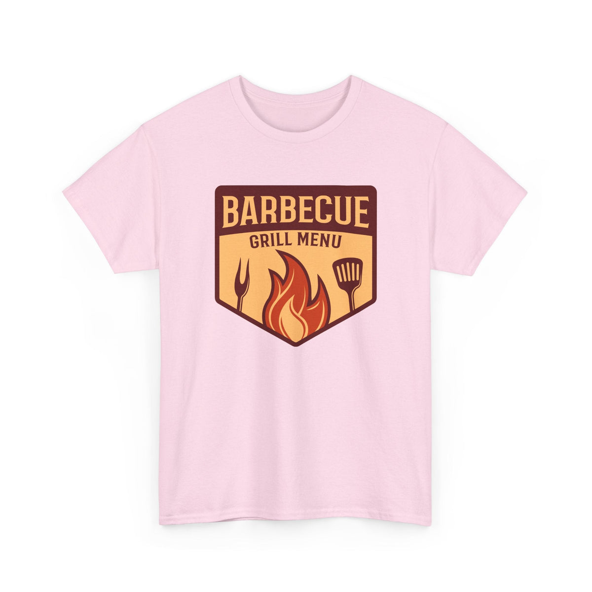 BBQ Grill Menu T-Shirt – Flammen & Grillbesteck Grafik-T-Shirt