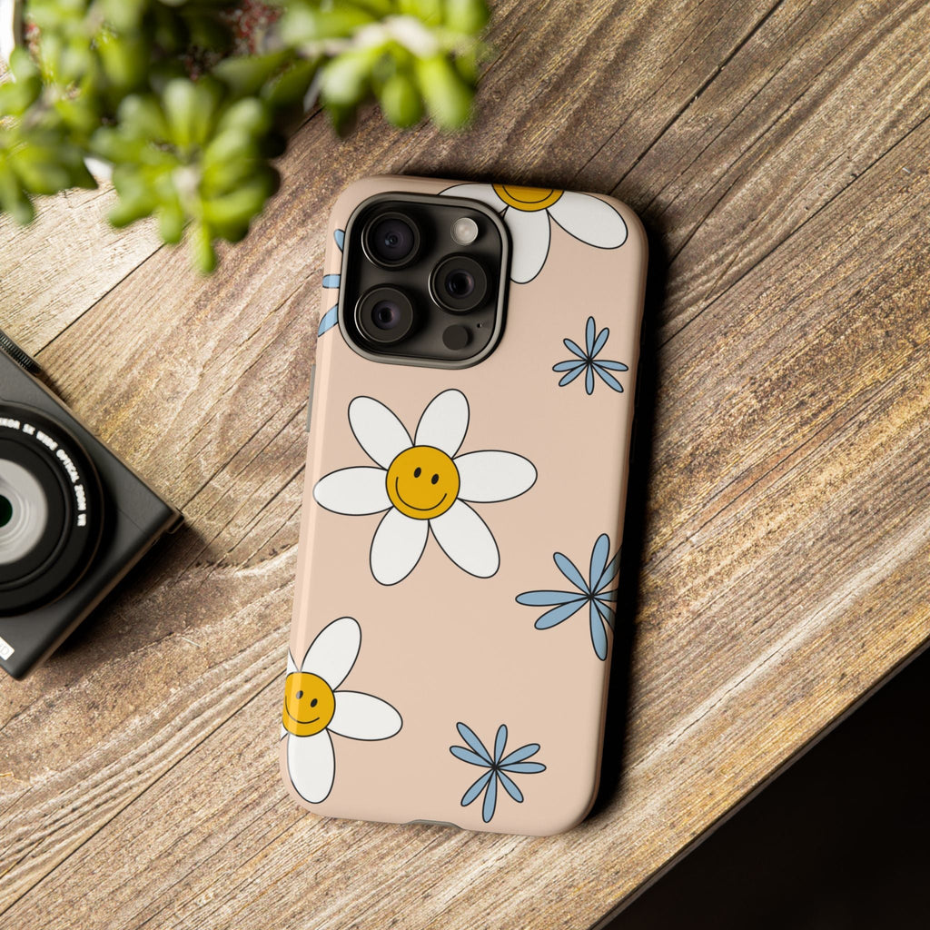 Smiley-Gänseblümchen Robuste Handyhülle – Süßes Retro-Blumendesign