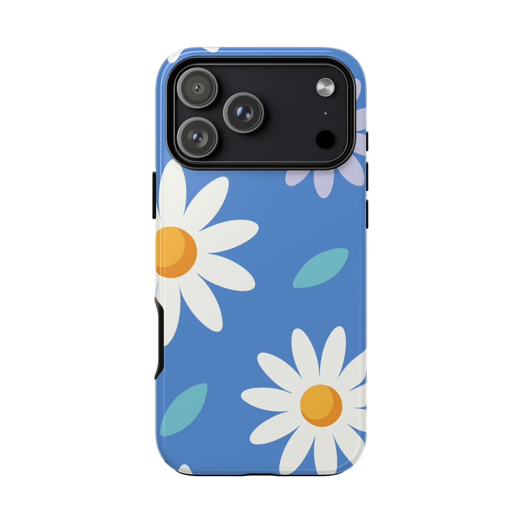 Blaues Gänseblümchen Robuste Handyhülle – Retro-Blumendesign
