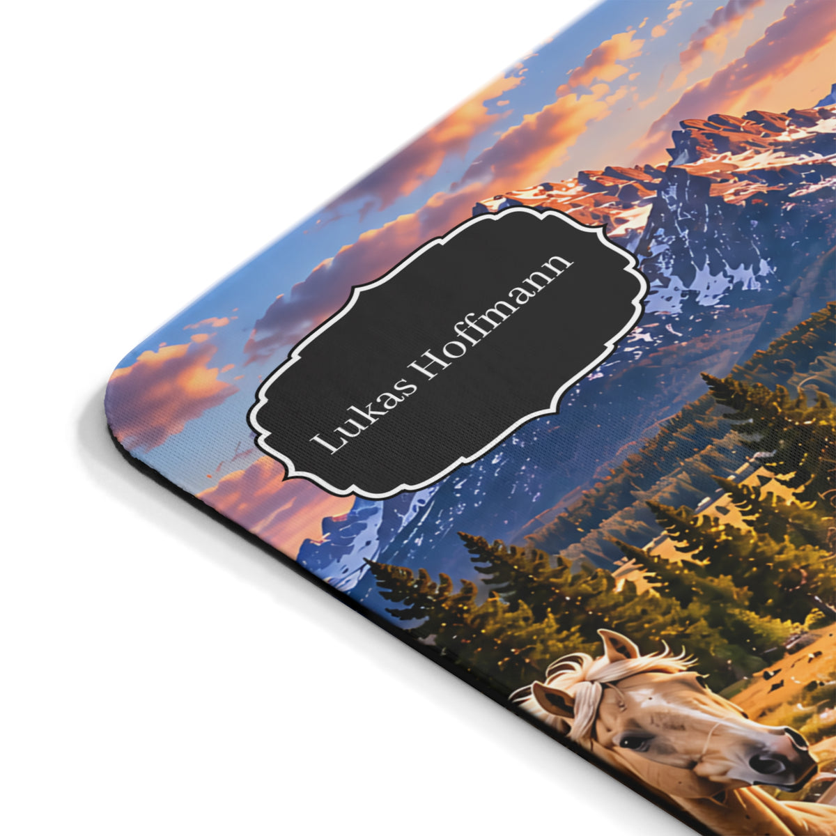 Personalisiertes Pferde Mousepad – Wildpferde mit Wunschname