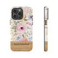 Personalisierte Blumen Handyhülle mit Namen – Pastel Flower Robuste Handyhülle mit Holzoptik