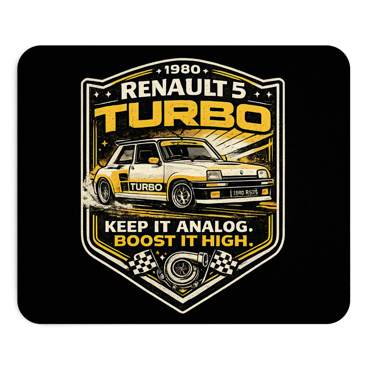 Renault 5 Turbo Mousepad – Retro Motorsport Design – Mousepad von Kalabula, 23,2 × 19,4 cm