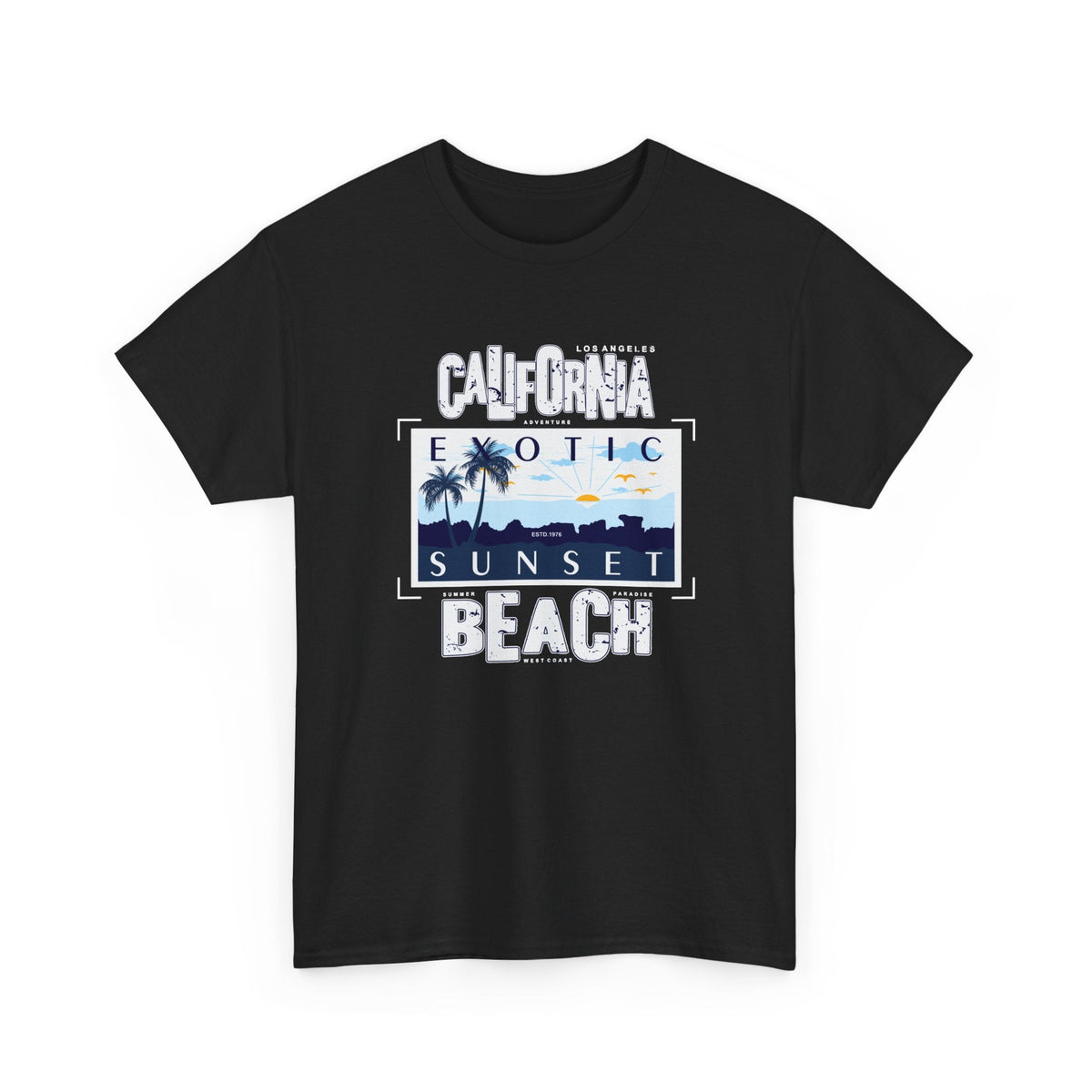 Kalifornien Strand T-Shirt – Sonnenuntergang & Küste Grafik-T-Shirt