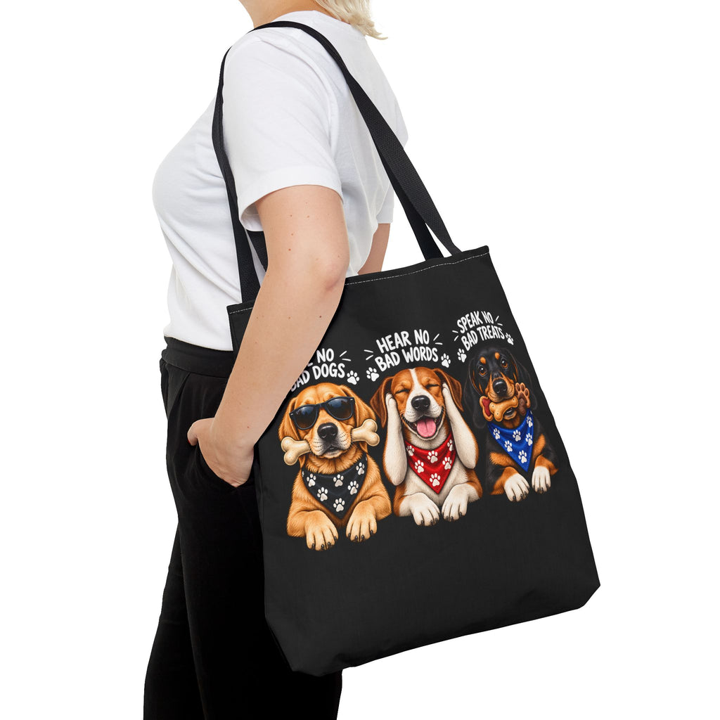 Lustige Hunde Stofftasche – Drei Hunde „See No Evil“ Motiv