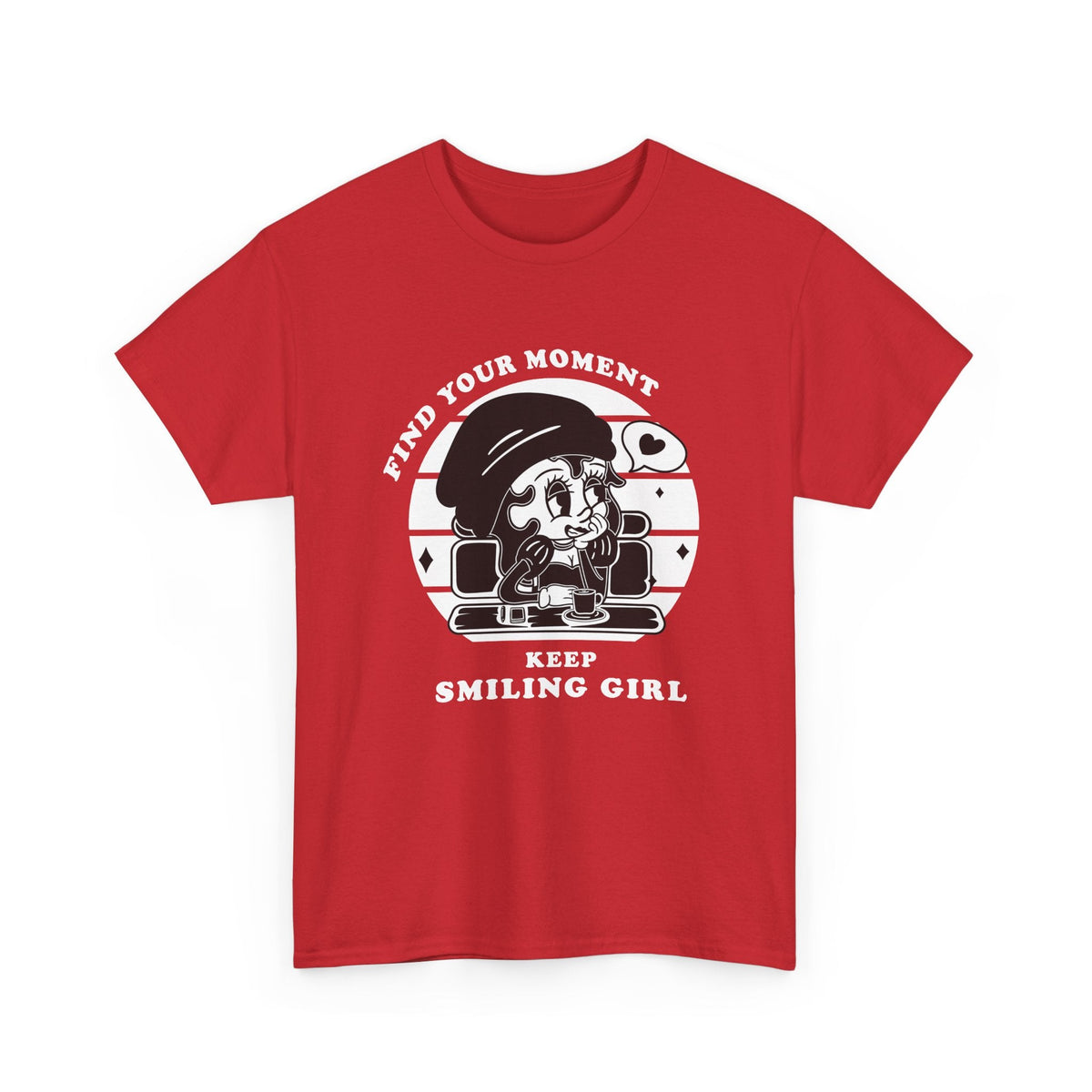 Keep Smiling T-Shirt – Vintage Girl & positiver Spruch Grafik-T-Shirt