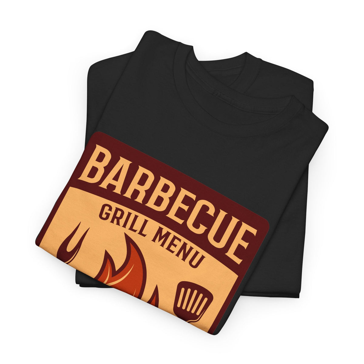 BBQ Grill Menu T-Shirt – Flammen & Grillbesteck Grafik-T-Shirt