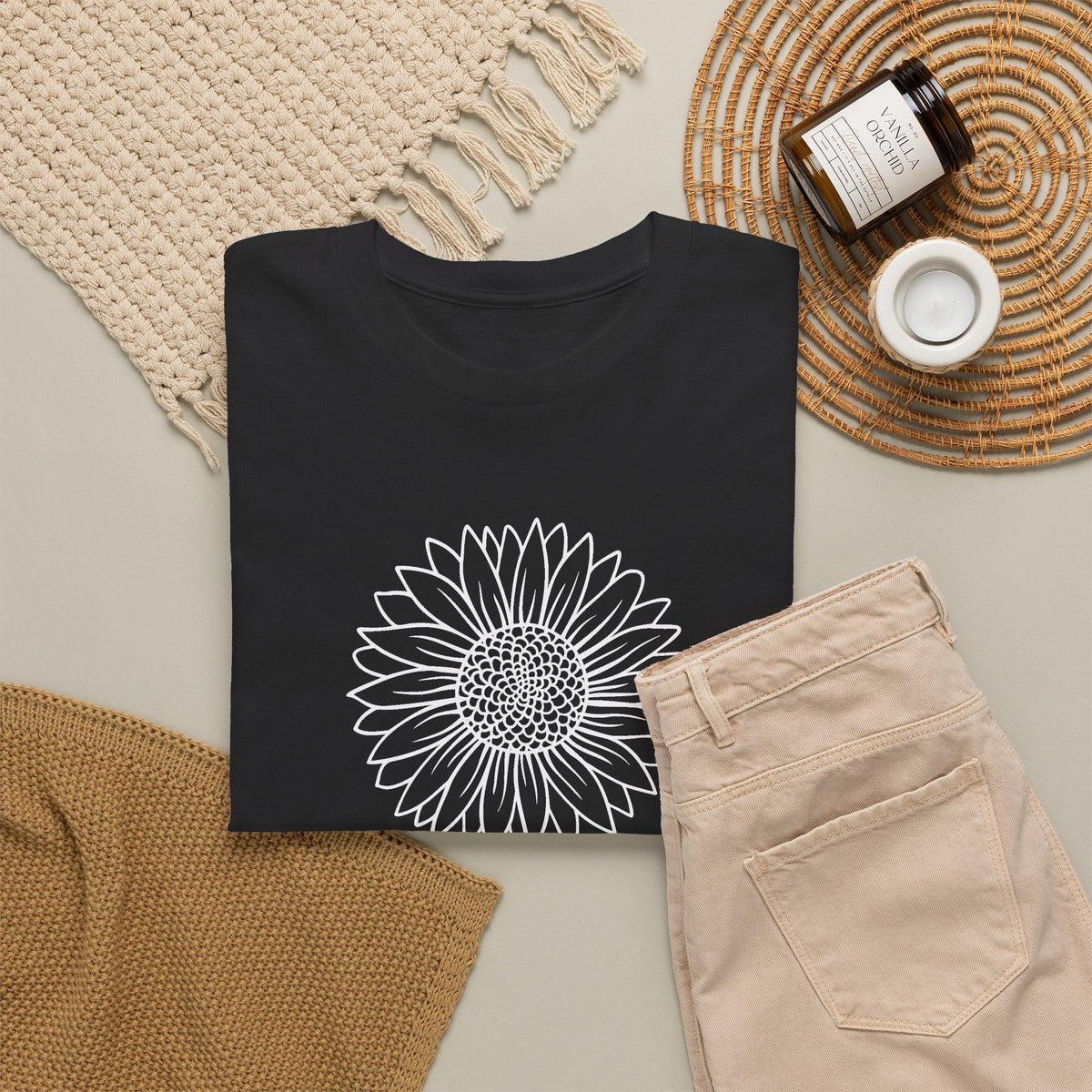 Minimal Sunflower T-Shirt – Blumen-Line-Art Grafik-T-Shirt