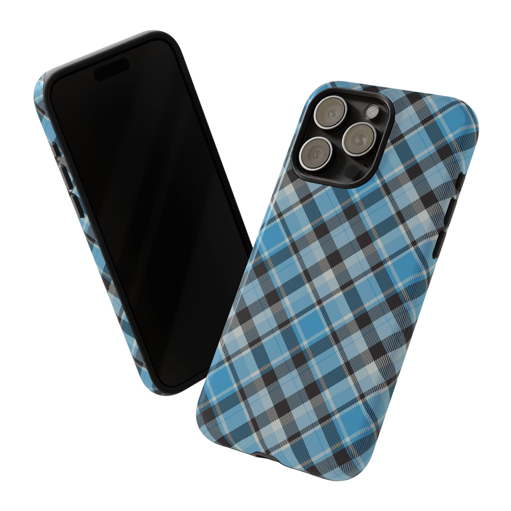 Hellblaues Karo Handyhülle – Robuste Handyhülle mit klassischem Tartan