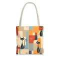Retro Katzen Stofftasche – Bunte Vintage Katzen Einkaufstasche