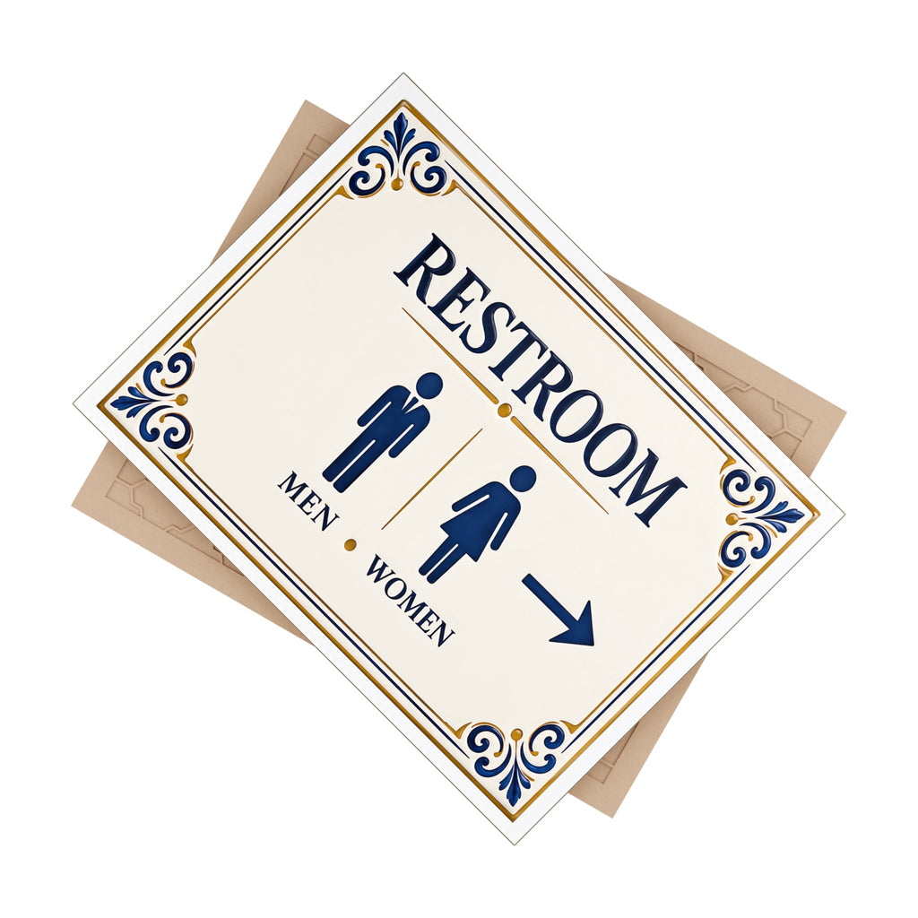 Keramik-Toilettenschild mit Pfeil – Damen & Herren – SE5