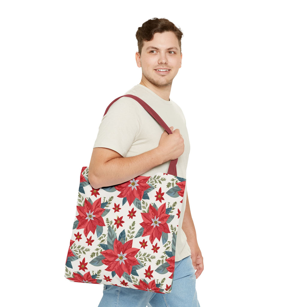 Weihnachtsstern Stofftasche – Festliches Blumenmuster