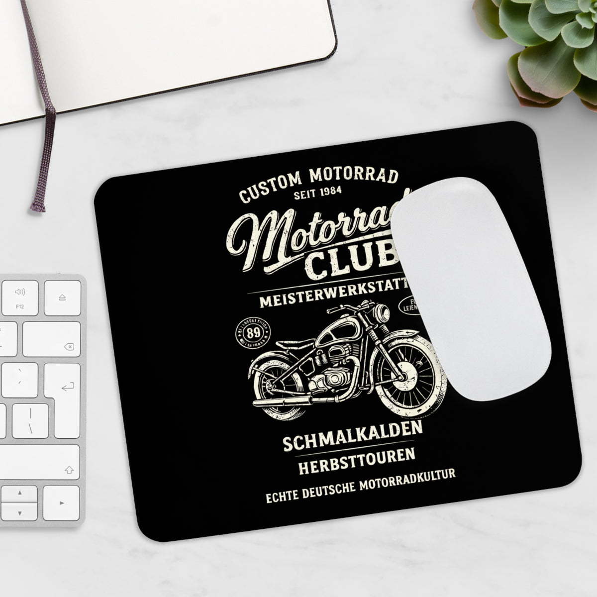 Schmalkalden Motorrad Mousepad – Motorradclub Retro Design – Mousepad von Kalabula, 23,2 × 19,4 cm