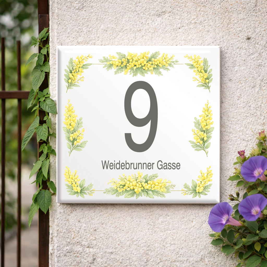 Personalisiertes Hausnummernschild Arezzo – Keramik 15 × 15 cm P27