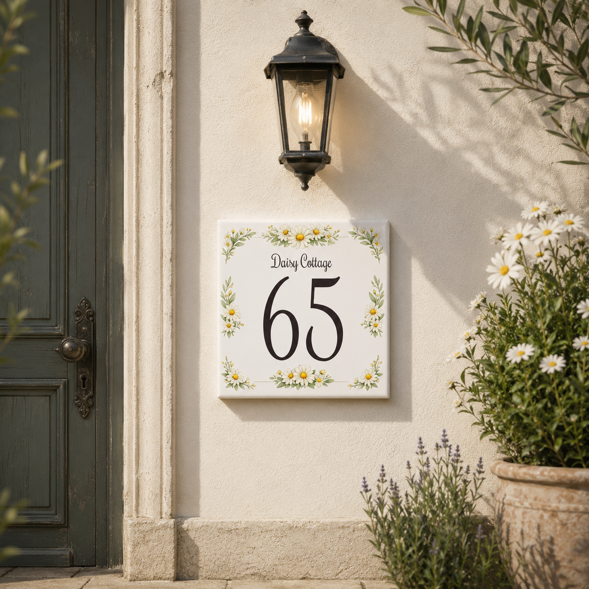Personalisiertes Hausnummernschild Parma – Keramik 15 × 15 cm P34