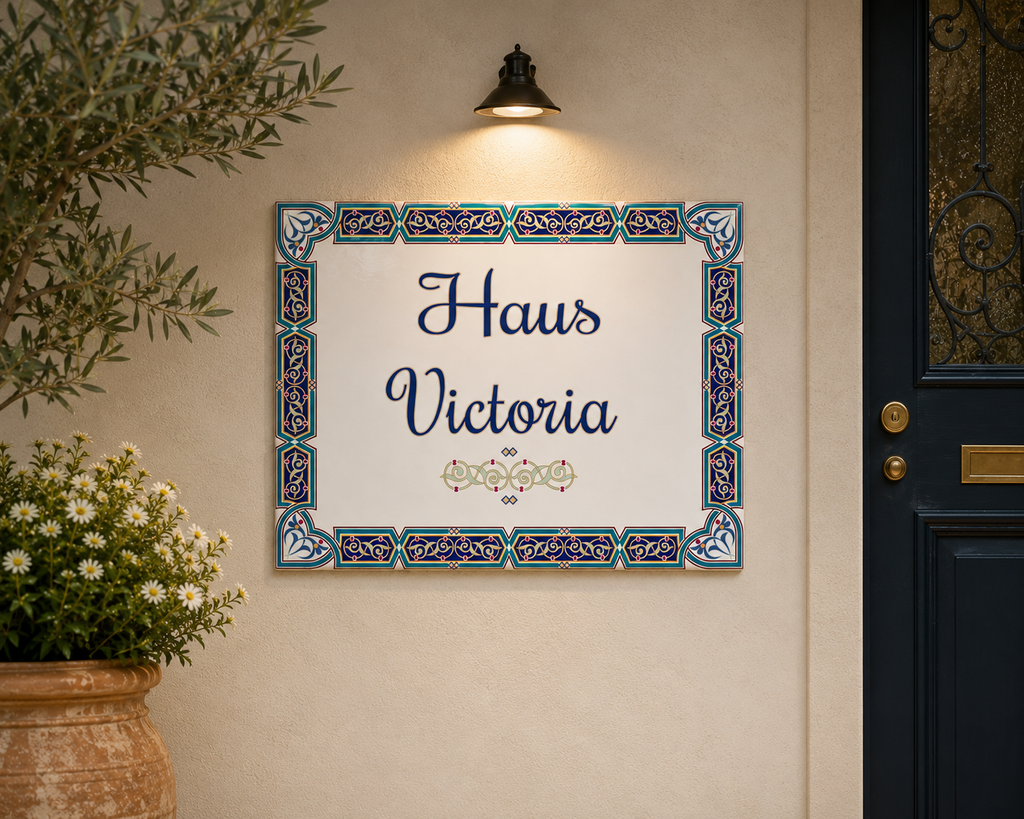 Personalisiertes Hausschild aus Keramik 20×25 cm – Klassisch – S1