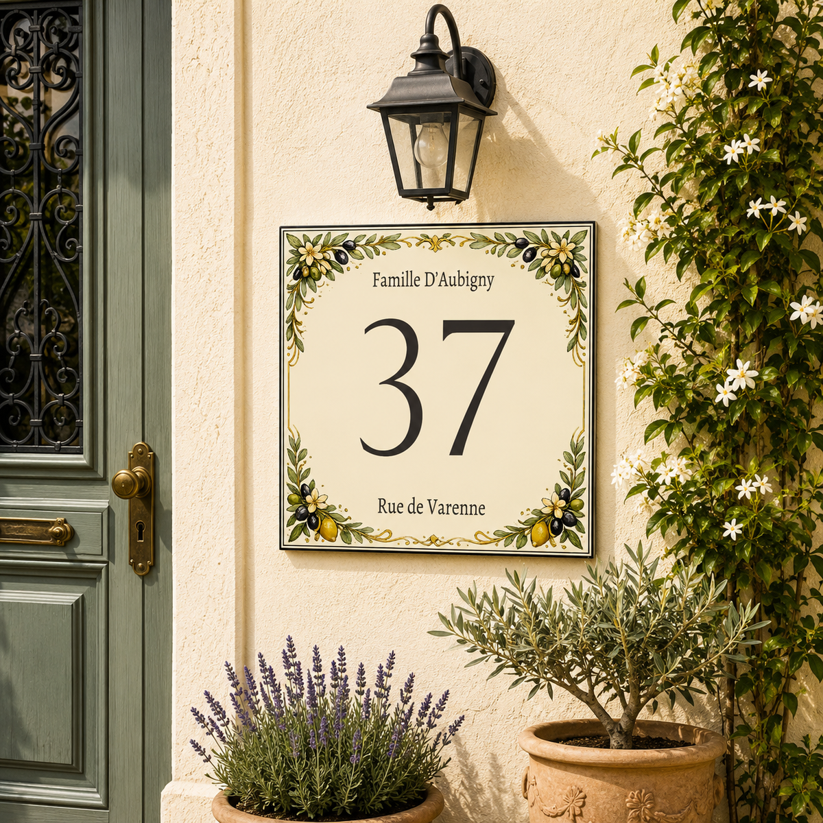 Personalisiertes Hausnummernschild – Keramik 15 × 15 cm P71