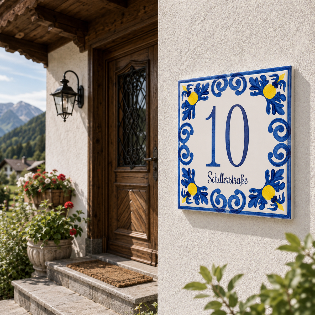 Personalisiertes Hausnummernschild Alberobello – Keramik P10