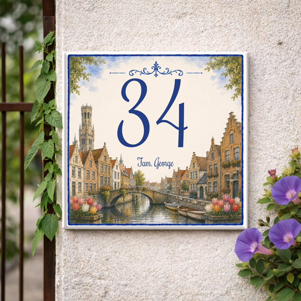 Personalisiertes Hausnummernschild Brugge – Landschaftsdesign P56