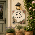 Personalisiertes Hausnummernschild Wien – Keramik 15 × 15 cm P59