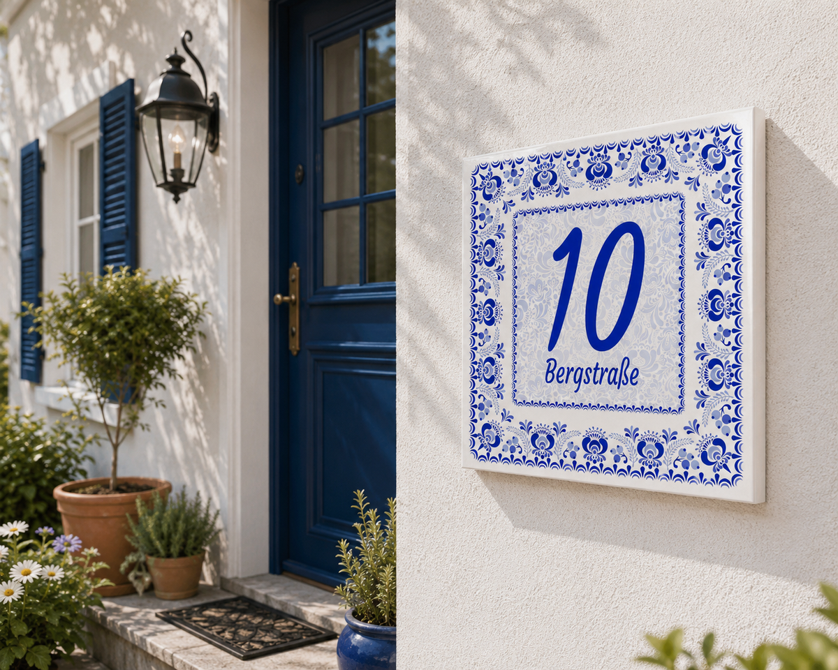Personalisiertes Hausnummernschild Portofino – Keramik P12