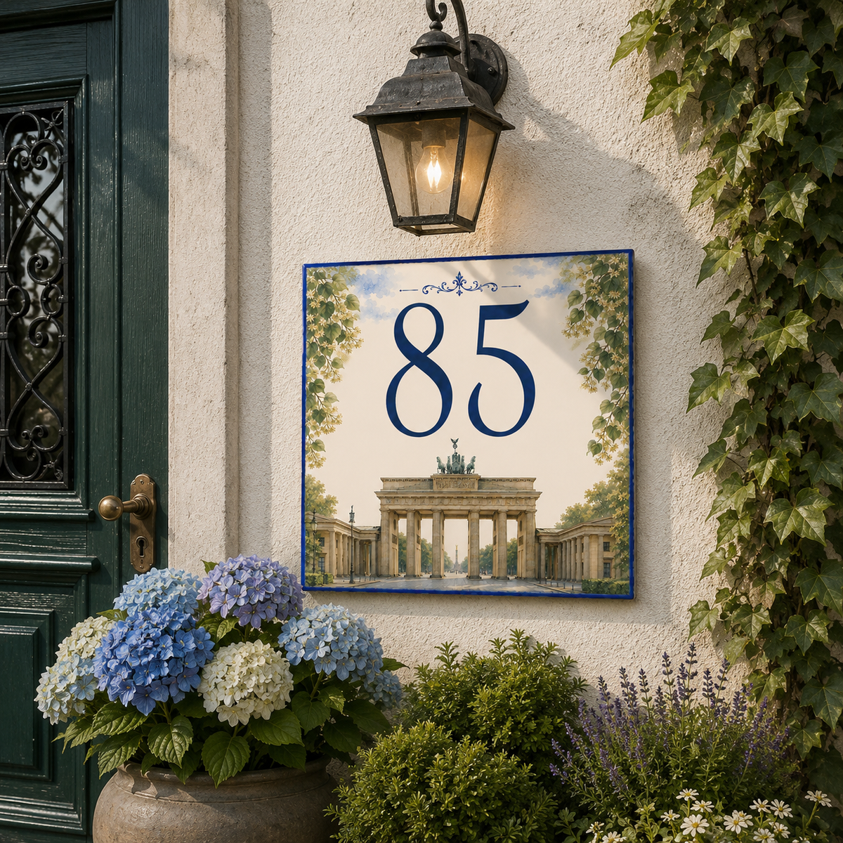 Personalisiertes Hausnummernschild Brandenburg & Berlin – Keramik P52