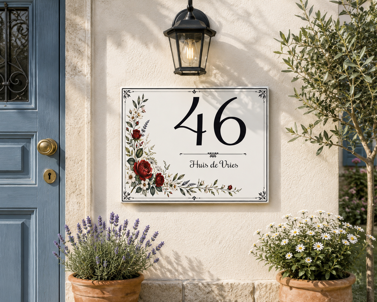 Personalisiertes Hausschild aus Keramik 20×25 cm – Klassisch – S28