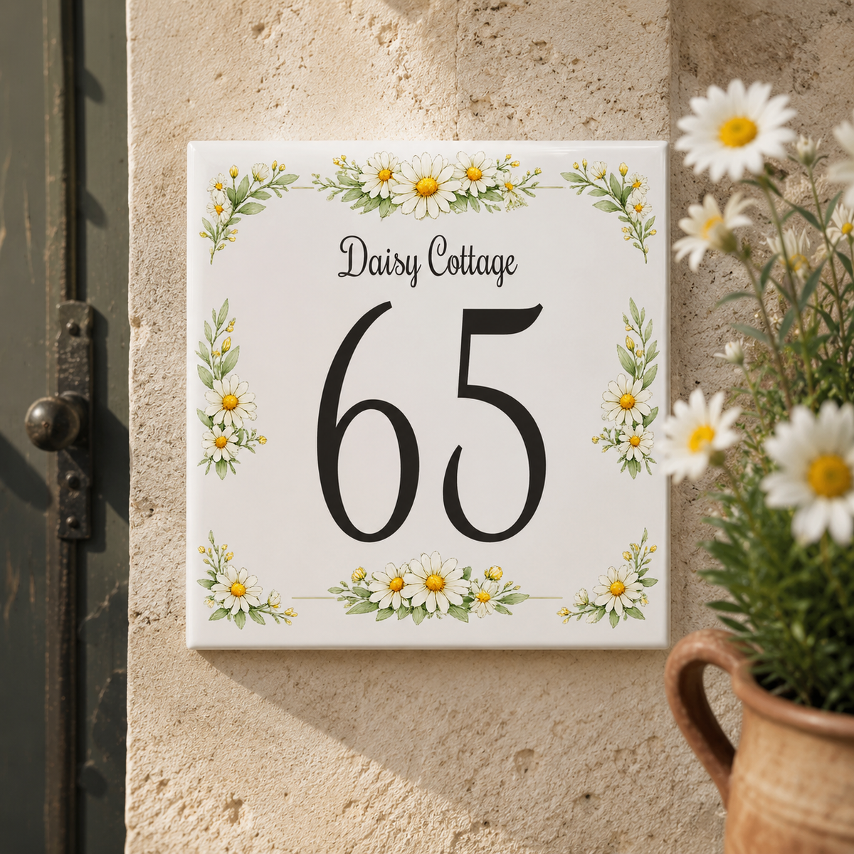 Personalisiertes Hausnummernschild Parma – Keramik 15 × 15 cm P34