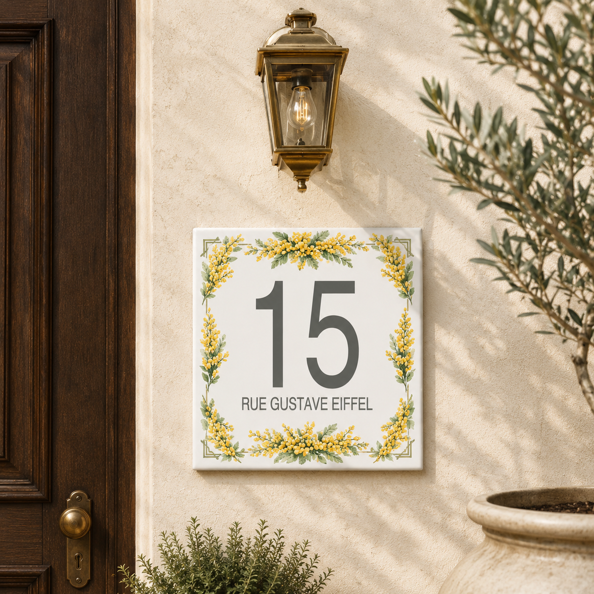 Personalisiertes Hausnummernschild Arezzo – Keramik 15 × 15 cm P27