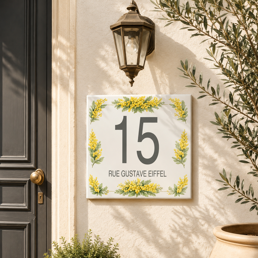 Personalisiertes Hausnummernschild Arezzo – Keramik 15 × 15 cm P27