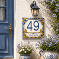 Personalisiertes Hausnummernschild aus Keramik – 15 × 15 cm P1
