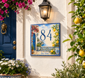 Personalisiertes Hausnummernschild mit Blumen & Zitronen – Mediterran P67
