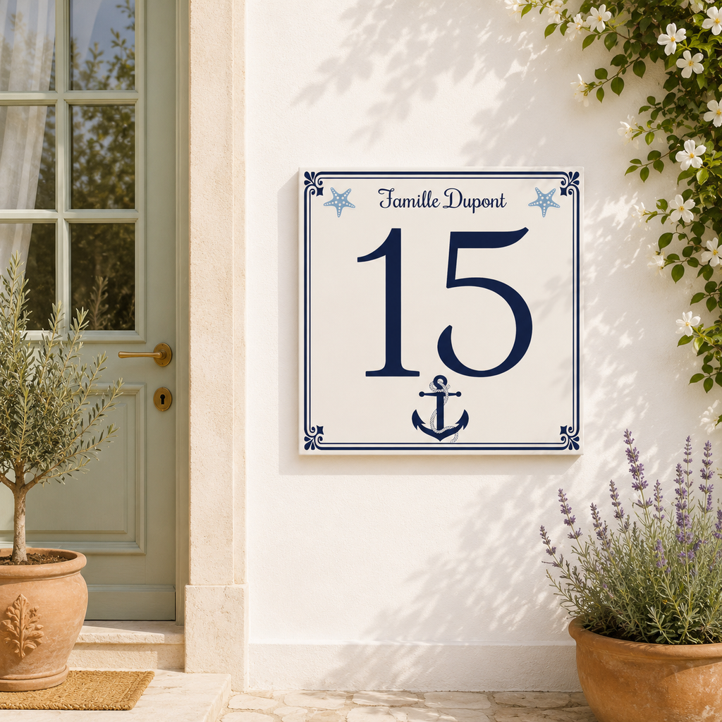 Personalisiertes Hausnummernschild – Maritimes Design P7