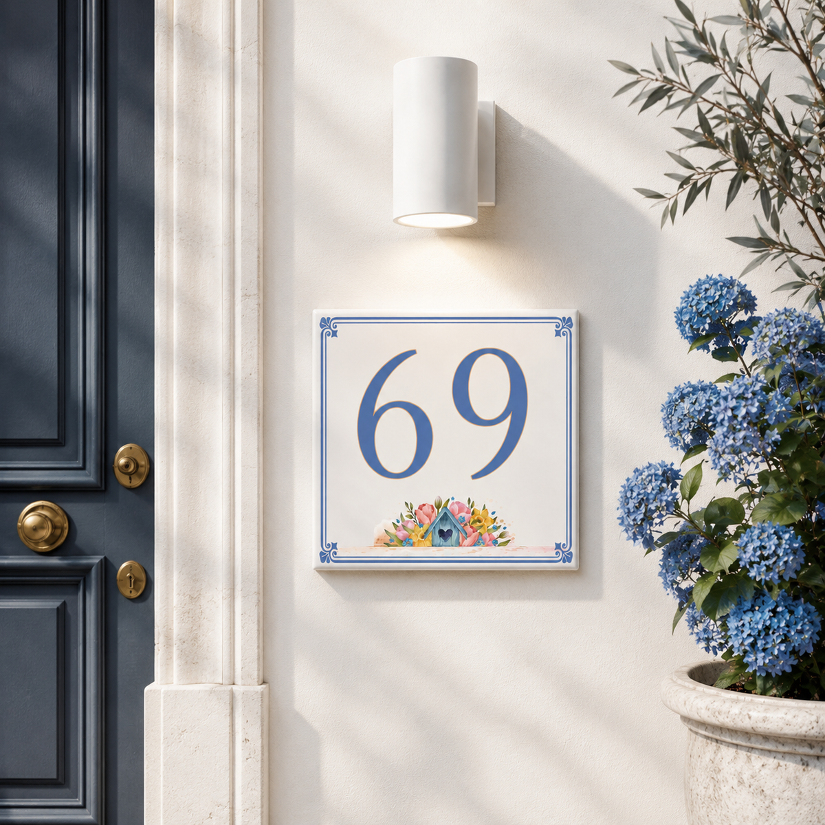 Personalisiertes Hausnummernschild Bozen – Keramik P30