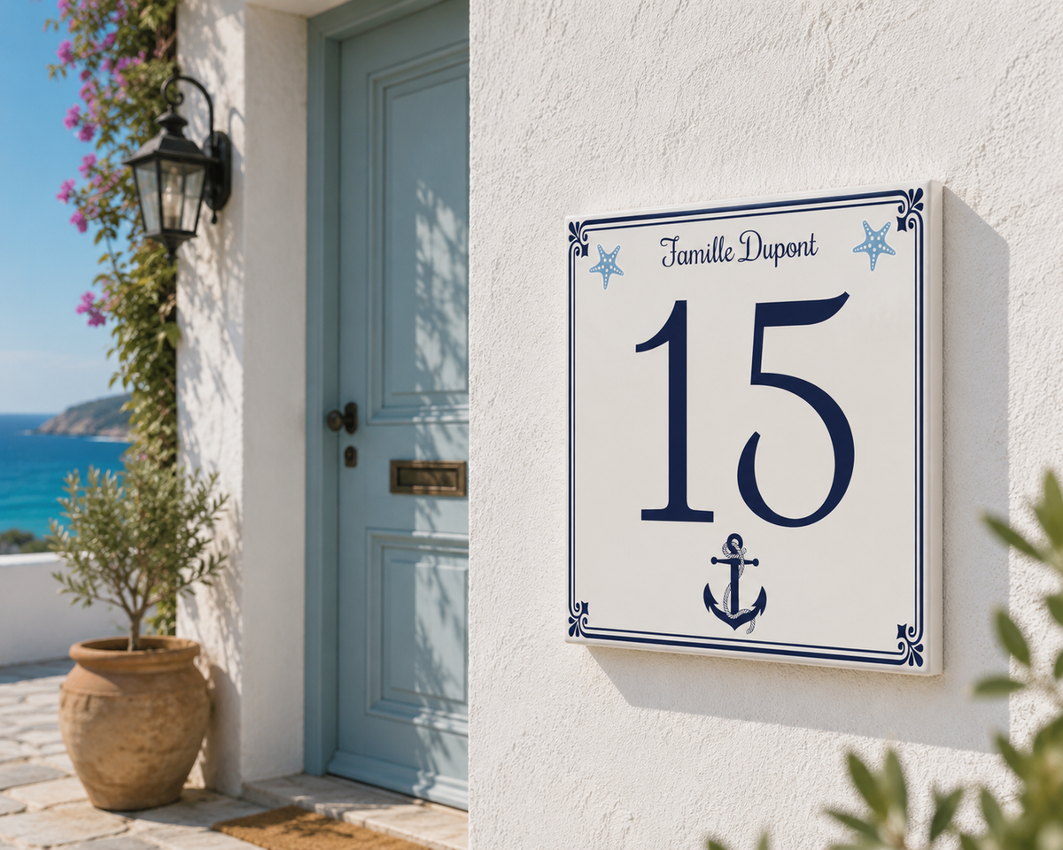 Personalisiertes Hausnummernschild – Maritimes Design P7