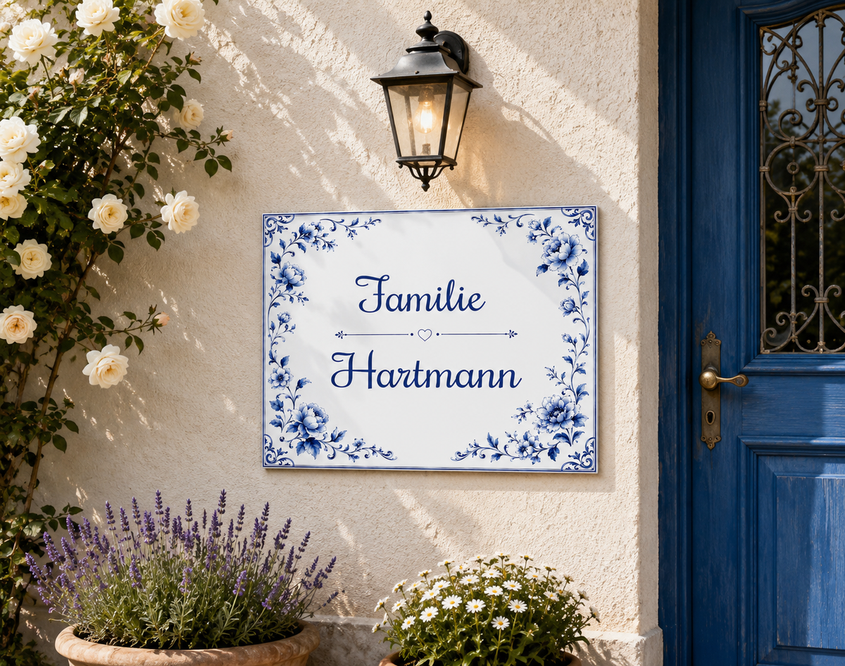Personalisiertes Hausschild aus Keramik 20×25 cm – Klassisch – S21