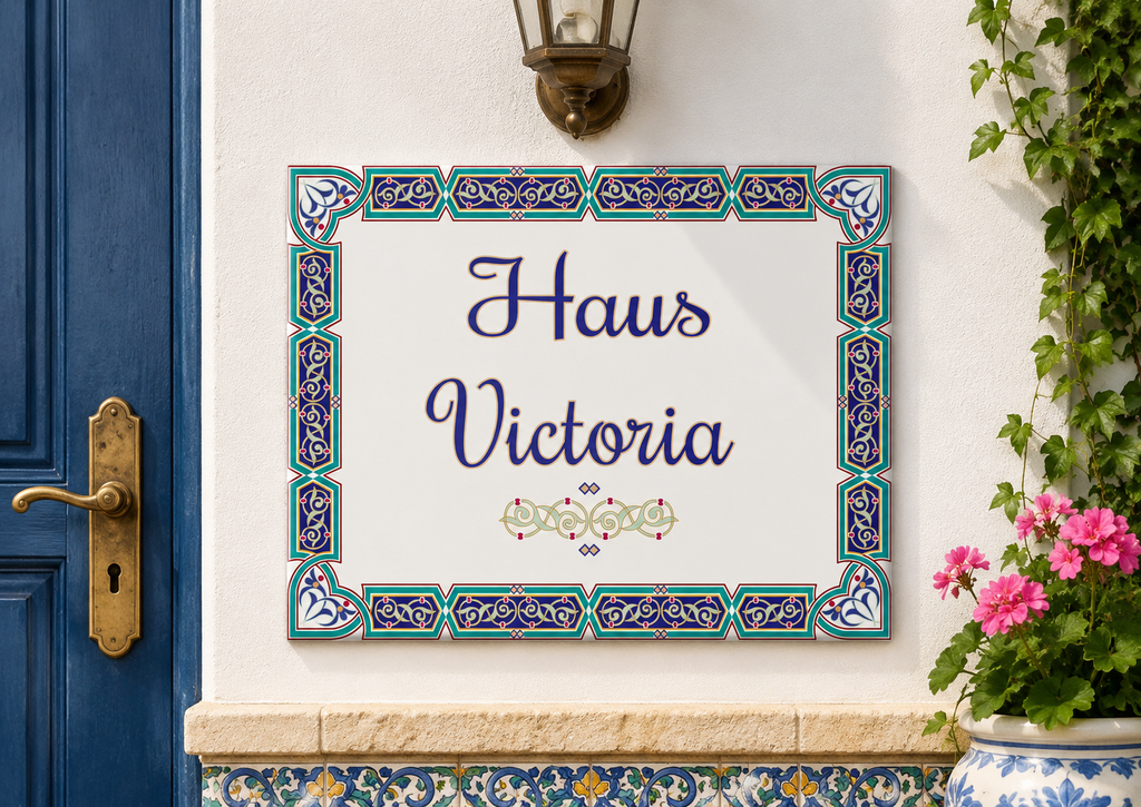 Personalisiertes Hausschild aus Keramik 20×25 cm – Klassisch – S1